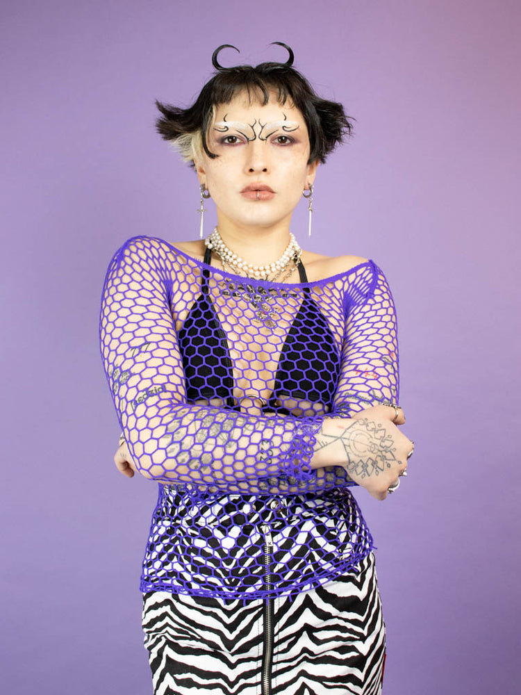 EXIT PURPLE FISHNET TOP