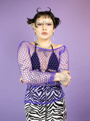 EXIT PURPLE FISHNET TOP