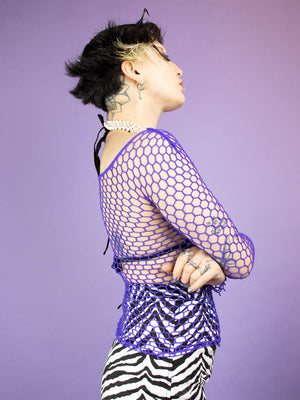 EXIT PURPLE FISHNET TOP