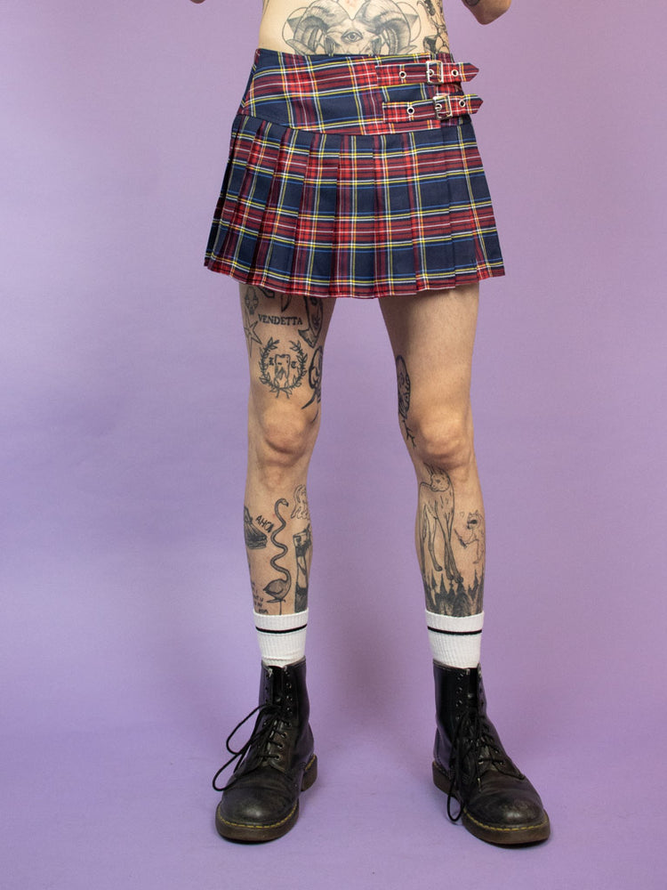 BANNED NAVY RED TARTAN SKIRT