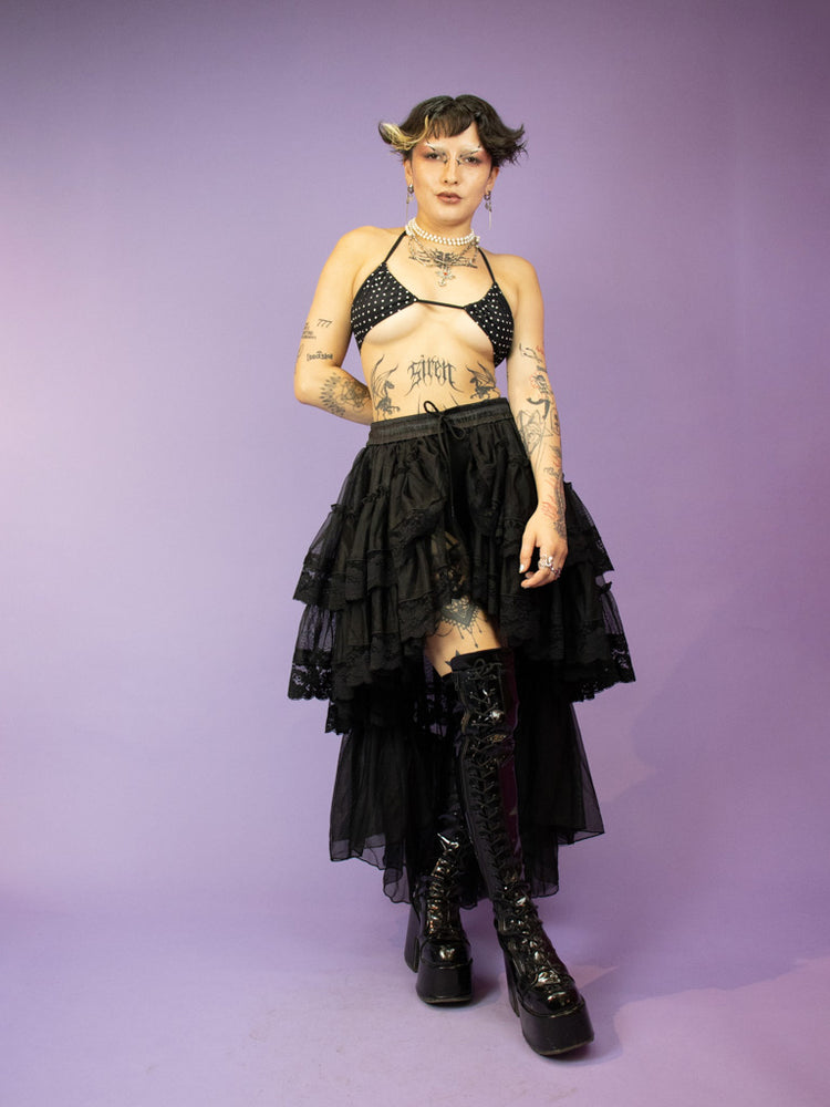 DARK IN LOVE LAYERED FRILLY HIGH LOW SKIRT KW293