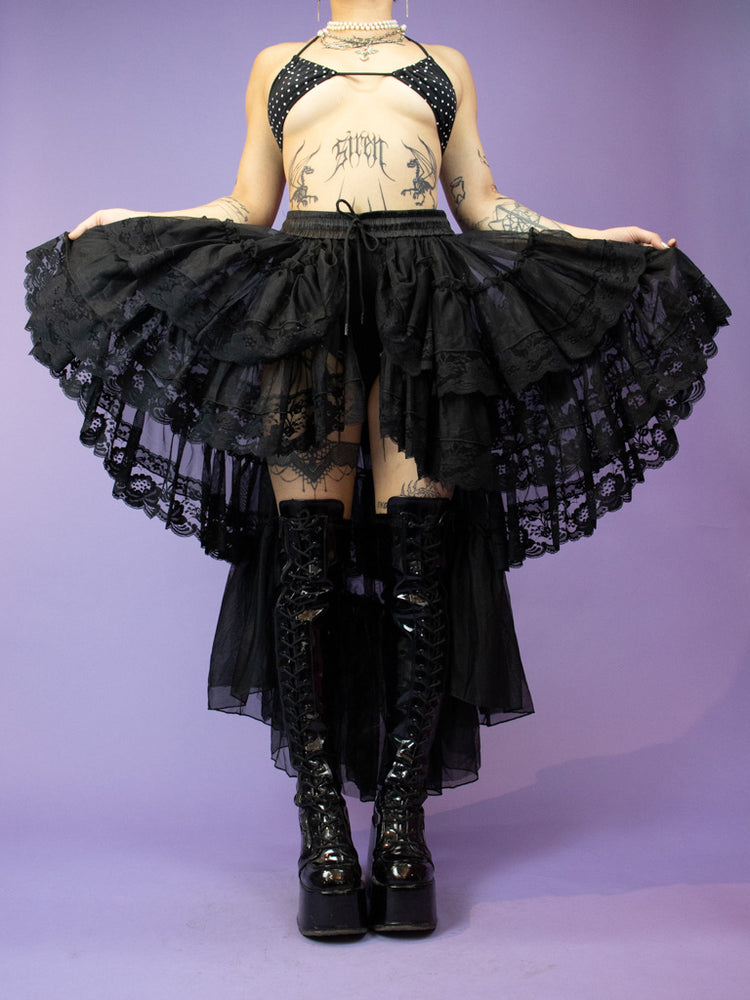 DARK IN LOVE LAYERED FRILLY HIGH LOW SKIRT KW293