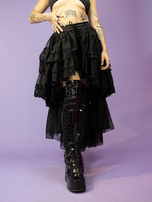 DARK IN LOVE LAYERED FRILLY HIGH LOW SKIRT KW293