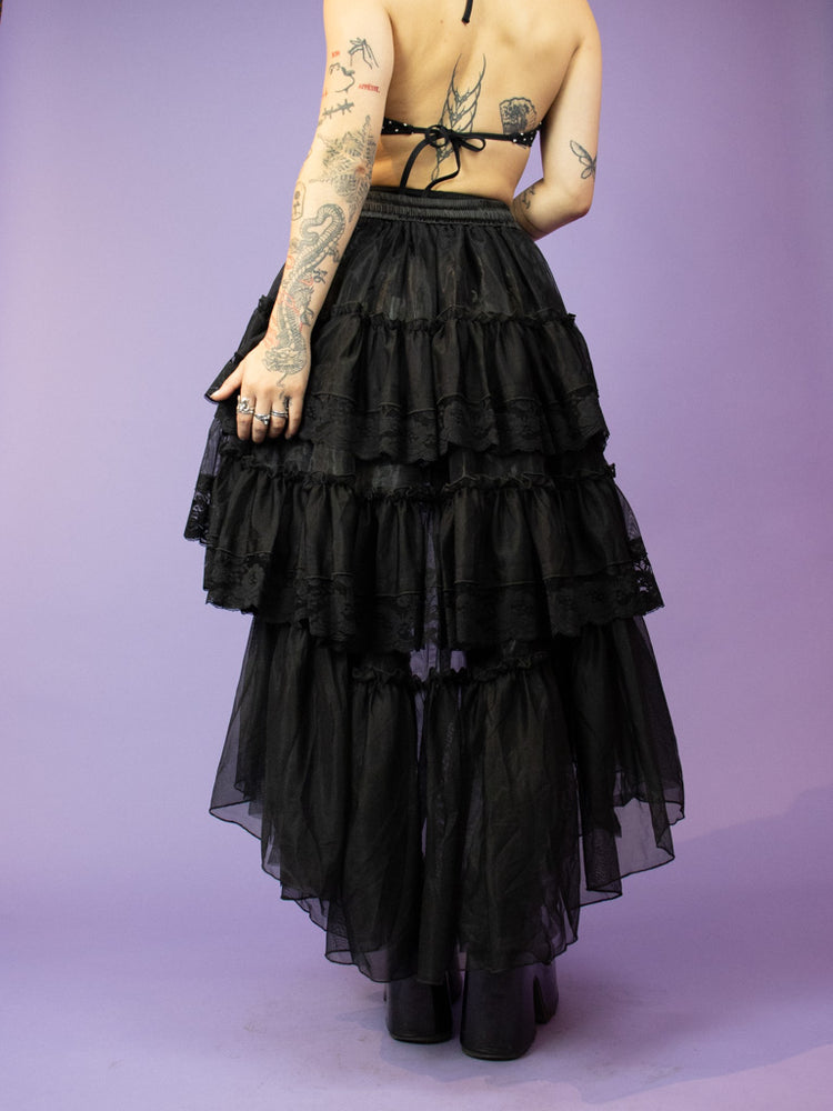 DARK IN LOVE LAYERED FRILLY HIGH LOW SKIRT KW293