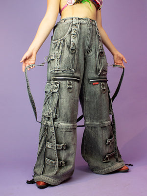 TRIPP NYC X STRAP DELUXE ZIP OFF PANT GREY FOG WASH JM7144