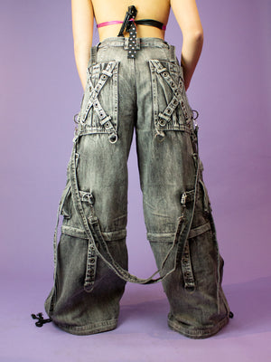 TRIPP NYC X STRAP DELUXE ZIP OFF PANT GREY FOG WASH JM7144