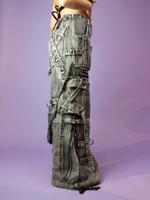 TRIPP NYC X STRAP DELUXE ZIP OFF PANT GREY FOG WASH JM7144