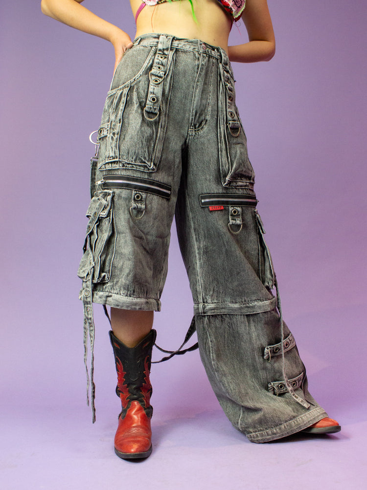 TRIPP NYC X STRAP DELUXE ZIP OFF PANT GREY FOG WASH JM7144