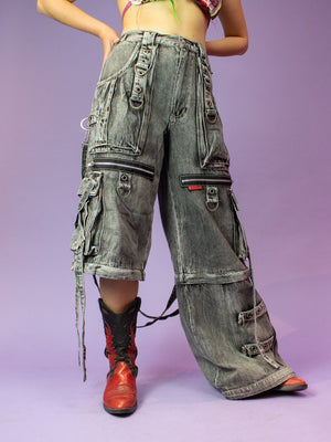 TRIPP NYC X STRAP DELUXE ZIP OFF PANT GREY FOG WASH JM7144