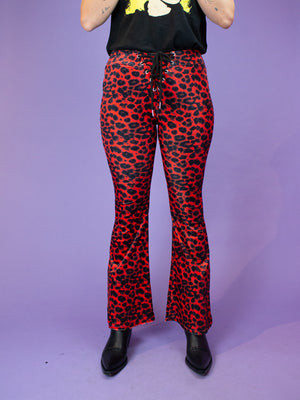 PRETTY ATTITUDE CLOTHING RED CHEETAH FLARES