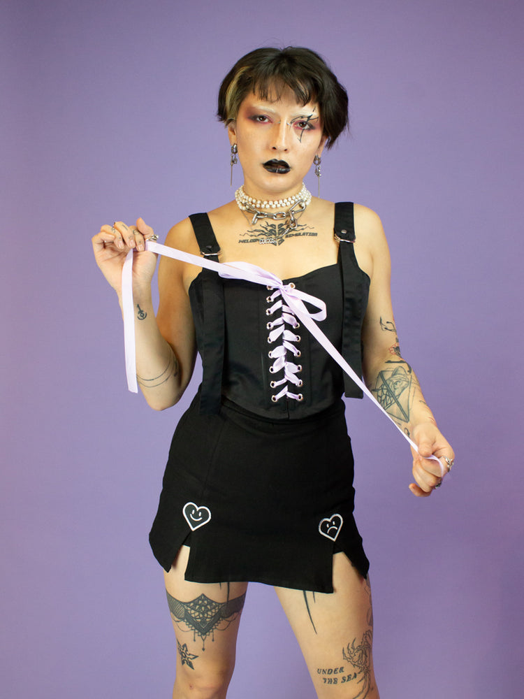 
            
                Load image into Gallery viewer, NIKINKY TYRANT CORSET LILAC ON BLACK
            
        