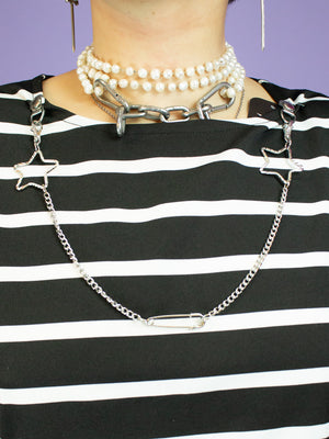 NIKINKY PUNKY TOP BLACK WHITE STRIPES