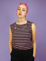 NIKINKY PUNKY TOP BLACK PINK STRIPES