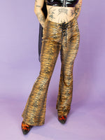 PRETTY ATTITUDE CLOTHING BROWN TIGER FLARES