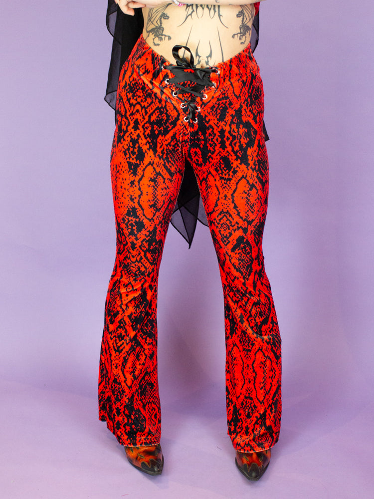 PRETTY ATTITUDE CLOTHING RED SNAKE FLARES