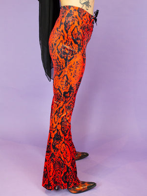
            
                Load image into Gallery viewer, PRETTY ATTITUDE CLOTHING RED SNAKE FLARES
            
        