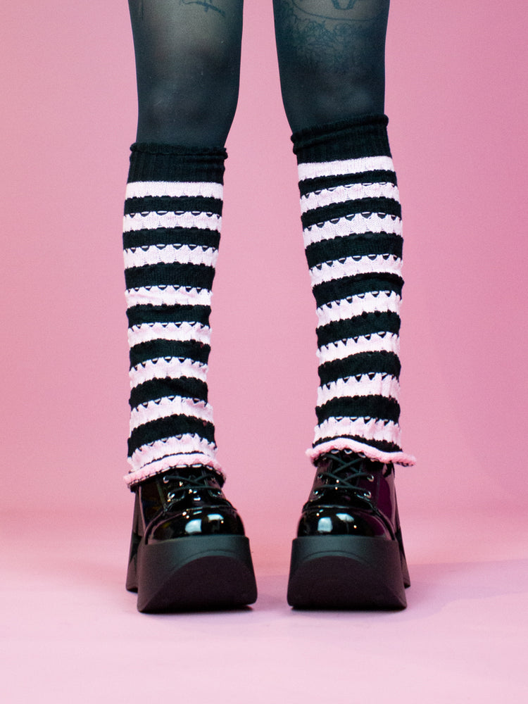 LEG WARMER  LIGHT PINK BLACK