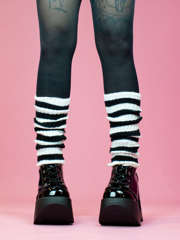 LEG WARMER WHITE BLACK