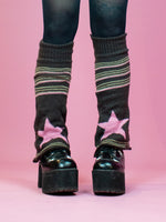 LEG WARMER BROWN PINK STAR