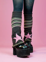 LEG WARMER BROWN PINK STAR