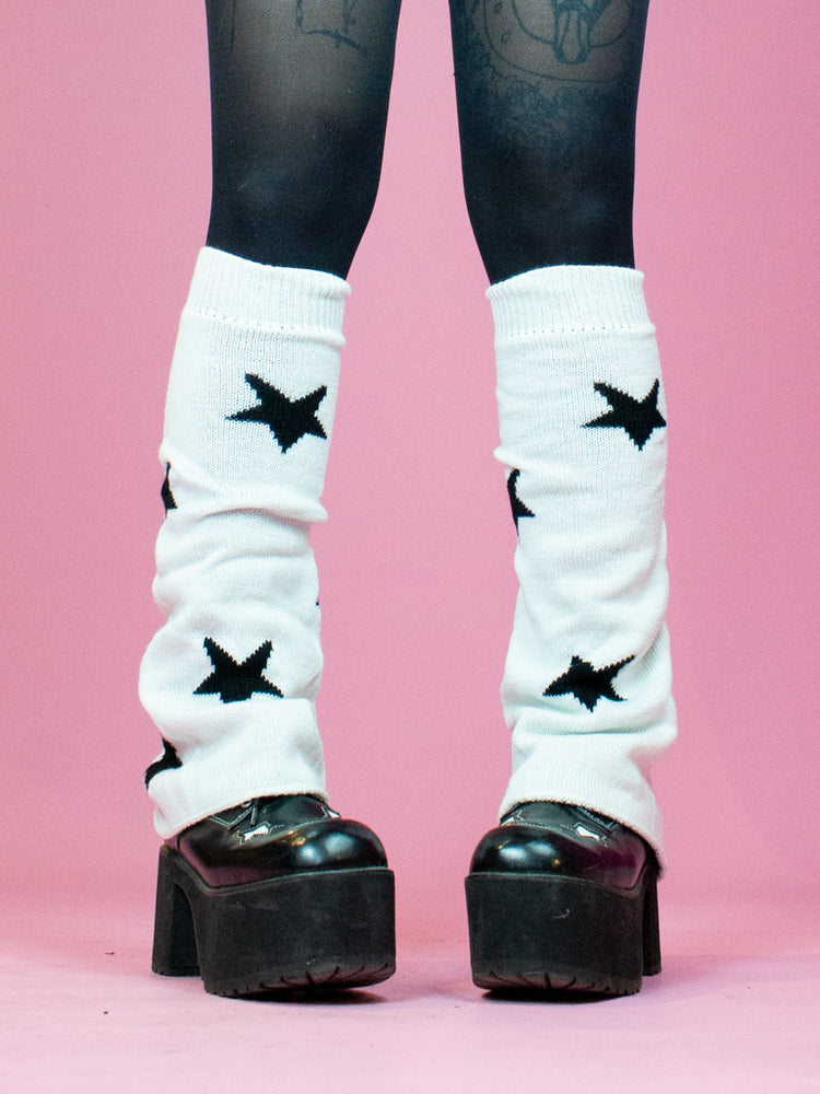 LEG WARMER WHITE BLACK STAR