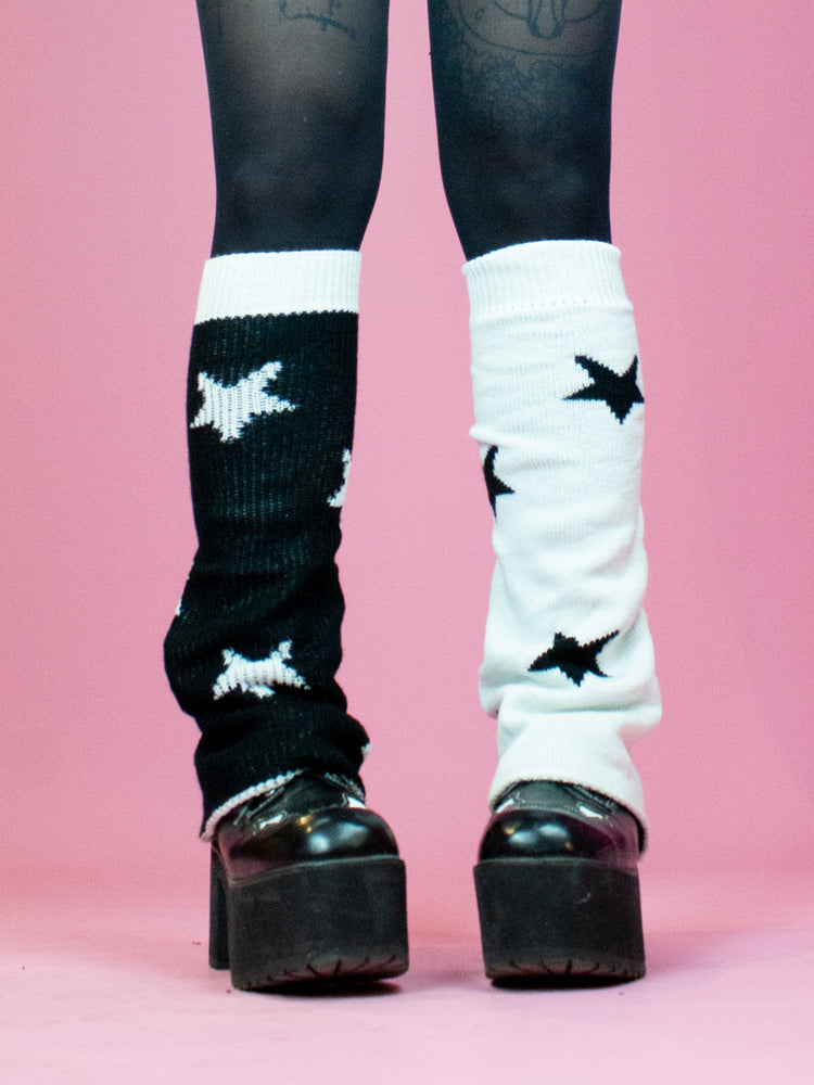 LEG WARMER WHITE BLACK STAR