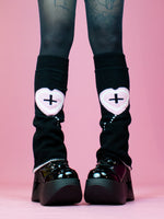 LEG WARMER BLACK HEART CROSS