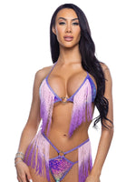 ROMA COSTUME SEQUIN AND FRINGE TOP LAVENDER 6708