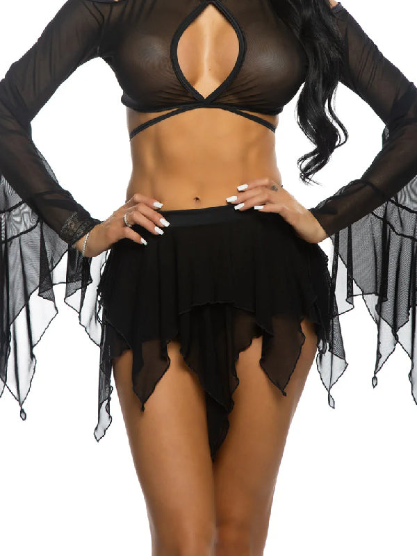 J VALENTINE BLACK FLOW MESH SKIRT JR166