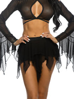 J VALENTINE BLACK FLOW MESH SKIRT JR166