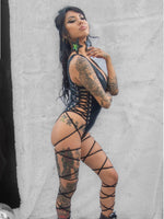 J VALENTINE BLACK LACE UP BODYSUIT FE233