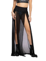 J VALENTINE LONG TWO SLIT MESH SKIRT FF470