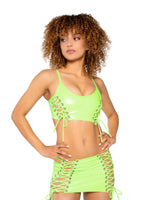 J VALENTINE LIME LACE UP TOP JR204