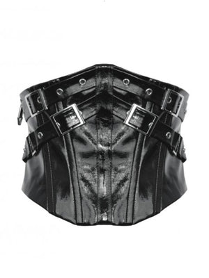 DARK IN LOVE CW089 PUNK PATENT LEATHER METAL WAIST CORSET