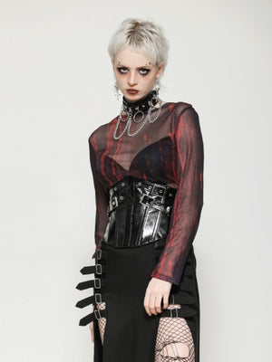 DARK IN LOVE CW089 PUNK PATENT LEATHER METAL WAIST CORSET