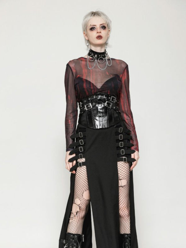 DARK IN LOVE CW089 PUNK PATENT LEATHER METAL WAIST CORSET