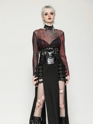 DARK IN LOVE CW089 PUNK PATENT LEATHER METAL WAIST CORSET