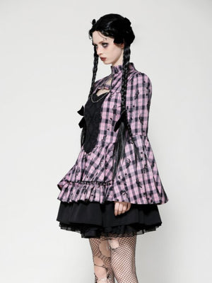 DARK IN LOVE DW1021 BIG PINK BUTTERFLY DOLL BELL SLEEVE DRESS