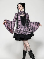 DARK IN LOVE DW1021 BIG PINK BUTTERFLY DOLL BELL SLEEVE DRESS