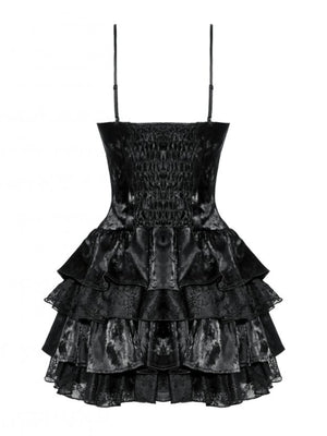 DARK IN LOVE DW1035 PUNK SHINY PU LEATHER LAYERED DRESS
