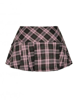 DARK IN LOVE KW374 PUNK PINK PLAID MINI SKIRT