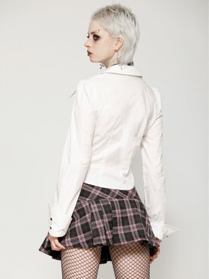 DARK IN LOVE KW374 PUNK PINK PLAID MINI SKIRT