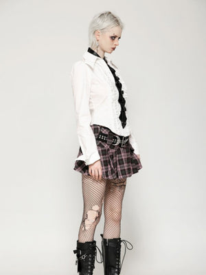 DARK IN LOVE KW374 PUNK PINK PLAID MINI SKIRT