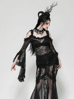DARK IN LOVE TW623 GOTHIC ROMANTIC LACE FLARE SLEEVE TOP