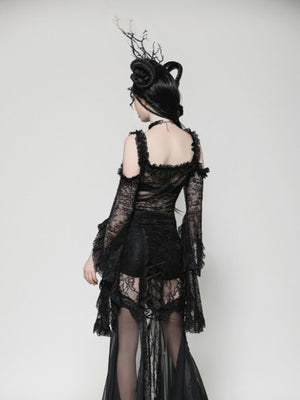 DARK IN LOVE TW623 GOTHIC ROMANTIC LACE FLARE SLEEVE TOP