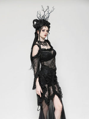 DARK IN LOVE TW623 GOTHIC ROMANTIC LACE FLARE SLEEVE TOP