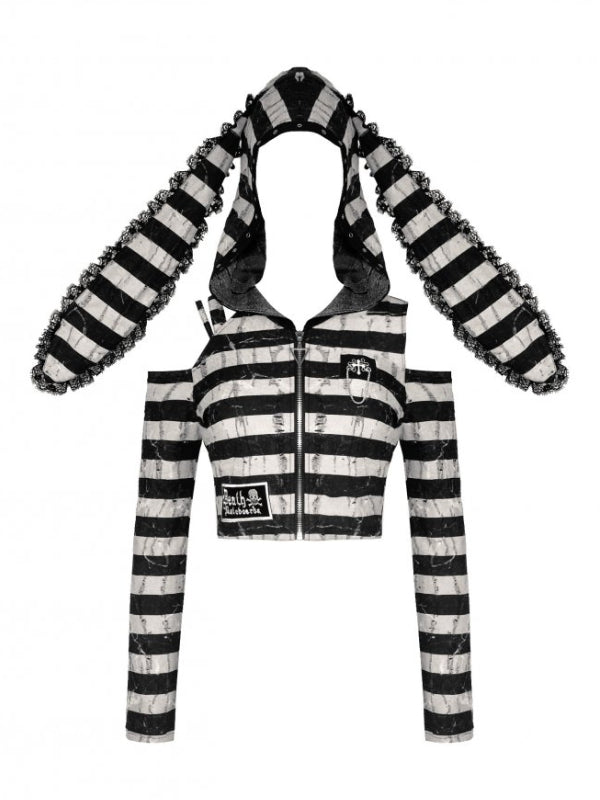 
            
                Load image into Gallery viewer, DARK IN LOVE TW558 PRISON BUNNY STRIPED CROP TOP
            
        