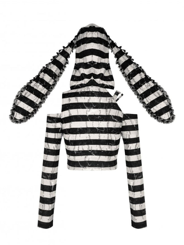 
            
                Load image into Gallery viewer, DARK IN LOVE TW558 PRISON BUNNY STRIPED CROP TOP
            
        