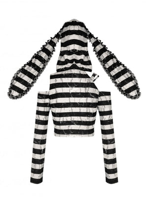 DARK IN LOVE TW558 PRISON BUNNY STRIPED CROP TOP