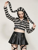 DARK IN LOVE TW558 PRISON BUNNY STRIPED CROP TOP
